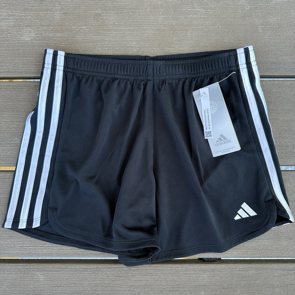 NEW Adidas Girls Size Large (14) Athletic Short Black White‎ Stripes Regular